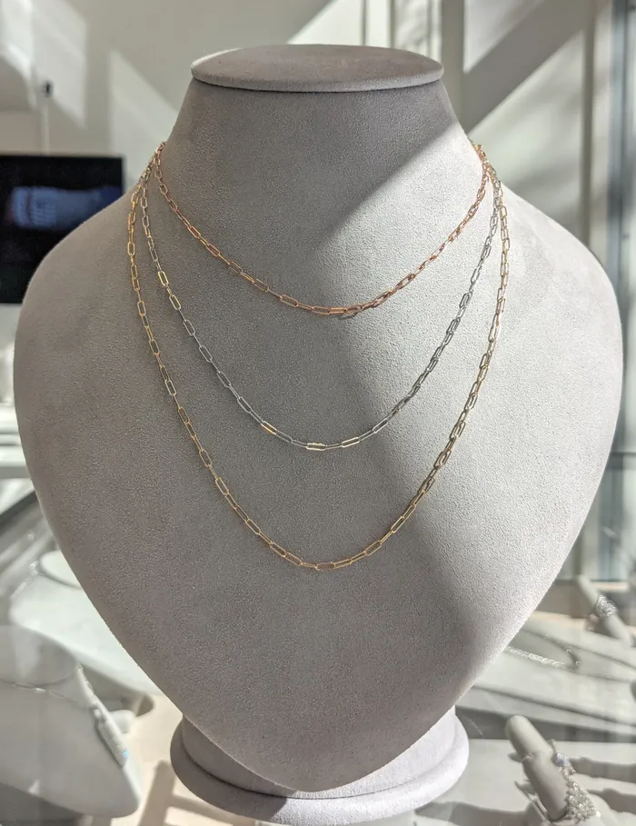 14 Karat White Gold Micro Itsy Paperclip Chain RACHEL LYNN CHICAGO Rings