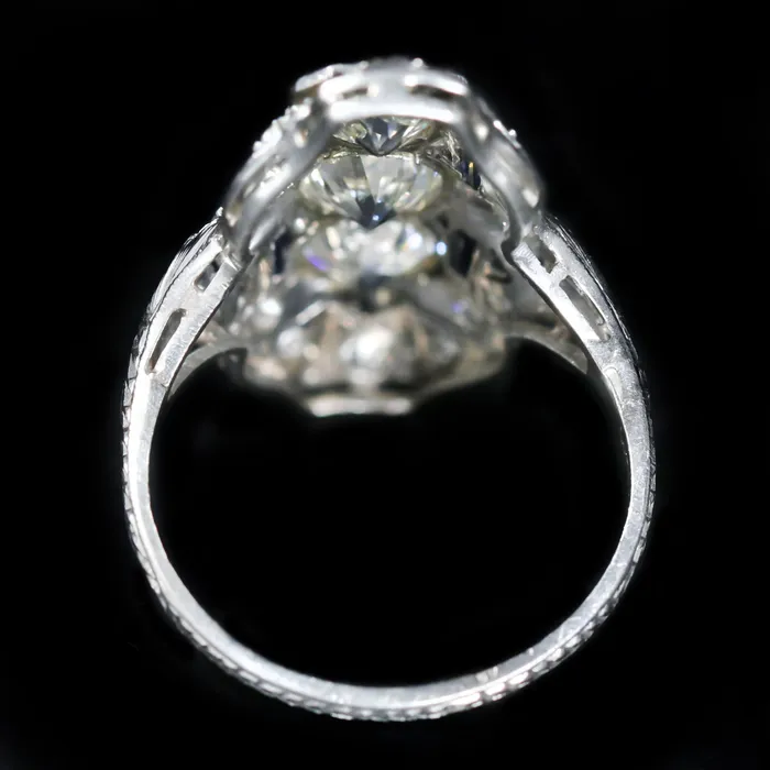 Art Deco Platinum 212 CTW Diamond Sapphire Ring K Goldschmidt Rings