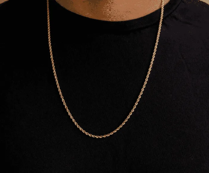 Cadenas de oro para hombre Oro 14k Torzal 2mm Gold Shield Necklaces