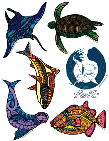 Earrings ADVANCEWILDLIFE Ma Kai Hawaiian Marine Wildlife Educational Coloring Book