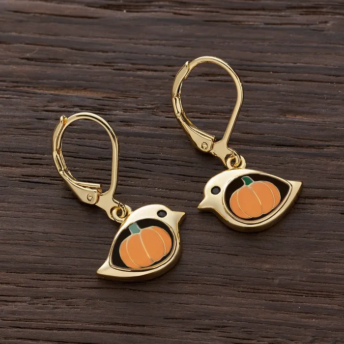 Earrings Chadds Ford Jewelry Gold Leverback Pumpkin Birdie Earrings