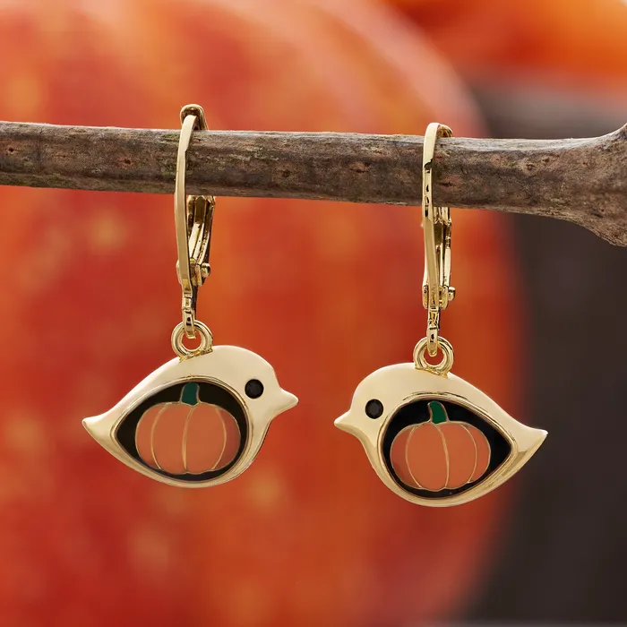 Earrings Chadds Ford Jewelry Gold Leverback Pumpkin Birdie Earrings