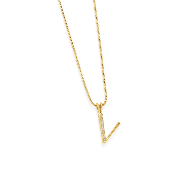 Initial V Diamond Medallion Pendant John Atencio Necklaces
