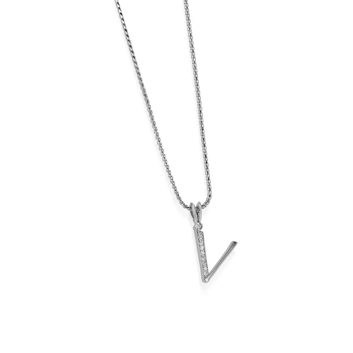 Initial V Diamond Medallion Pendant John Atencio Necklaces