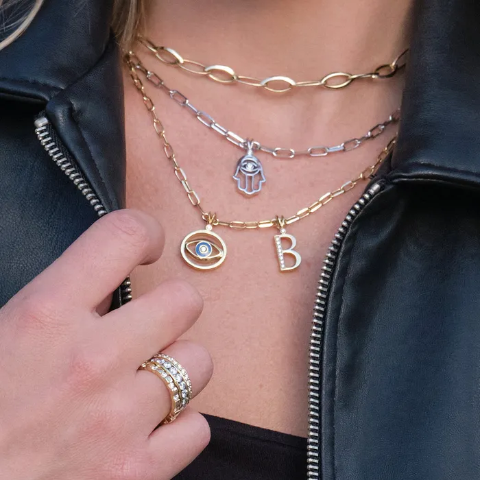 Initial V Diamond Medallion Pendant John Atencio Necklaces