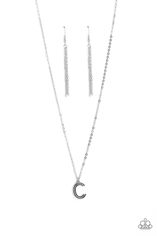 Leave Your Initials Silver C Paparazzi Accessories Earrings
