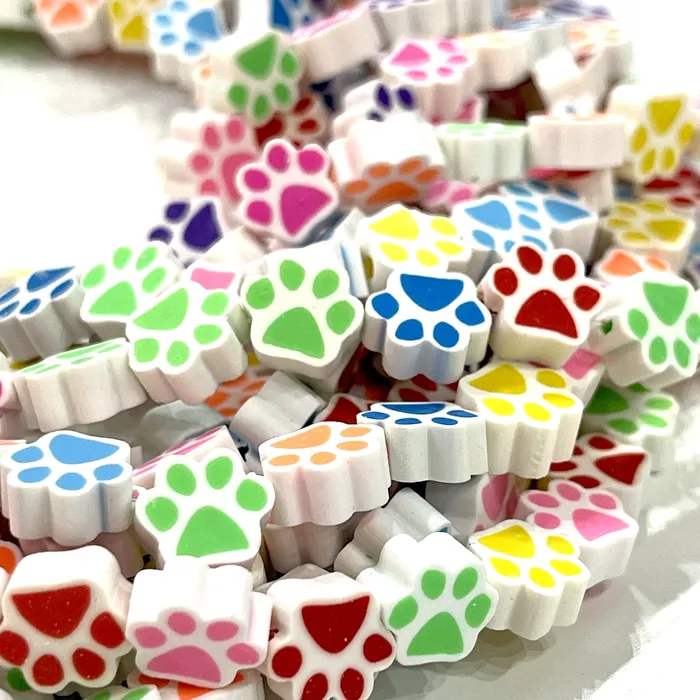 Peppy Beads Earrings 10mm Polymer Clay Paw Print Charms10 Beads in a Pack