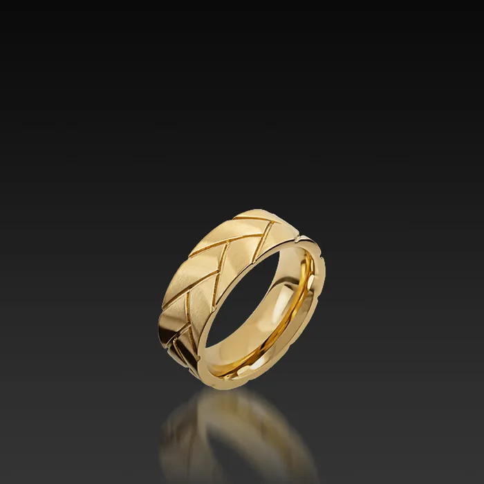 Rings Shop John Atencio Yellow Gold Band with Braid Pattern
