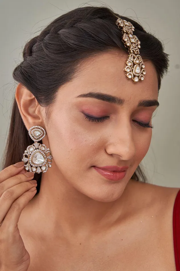 Attrangi Parineeti Polki Maangtika Earring Set Earrings