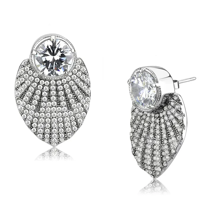Earrings Green CJ331 Wholesale Womens Stainless Steel AAA Grade CZ Clear Earrings