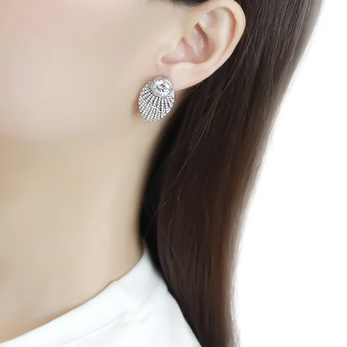 Earrings Green CJ331 Wholesale Womens Stainless Steel AAA Grade CZ Clear Earrings