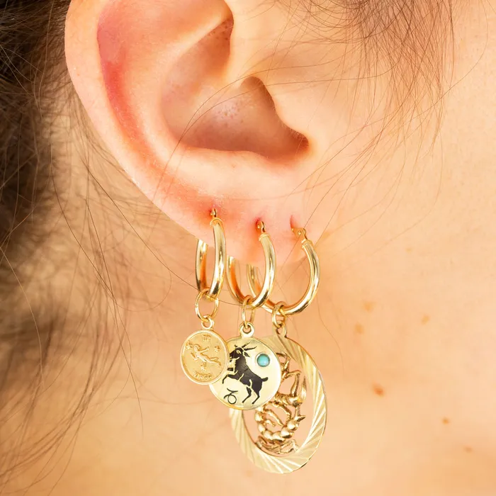 Earrings Vintage English Mouse and Cheese 9k Gold and Enamel Charm