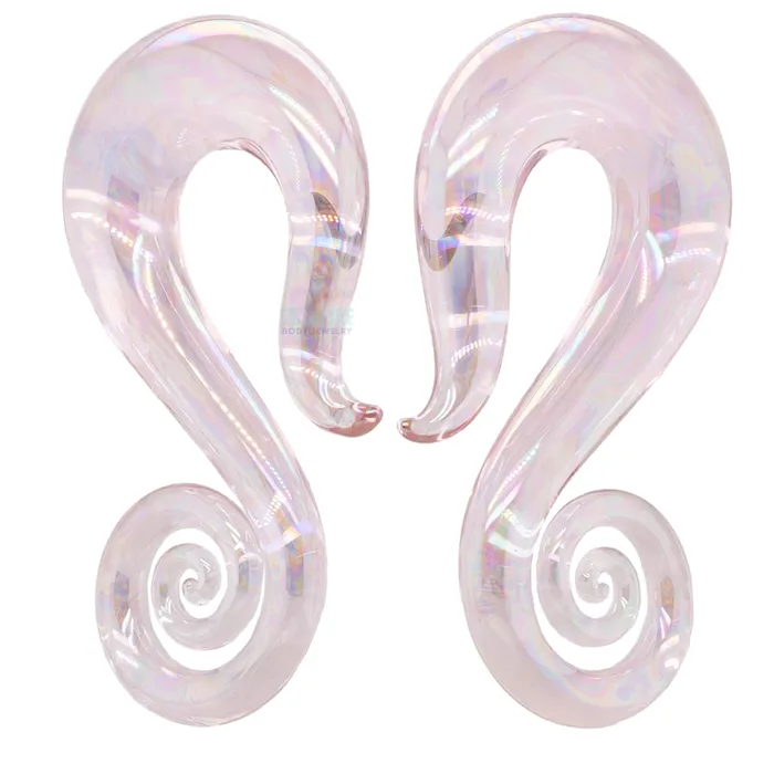 Glassheart Glass Heart Studio Earrings Glass Drop Spirals Oil Slick Rose Water Glassheart Glass Heart Studio Earrings Glass Drop Spirals Oil Slick Rose Water