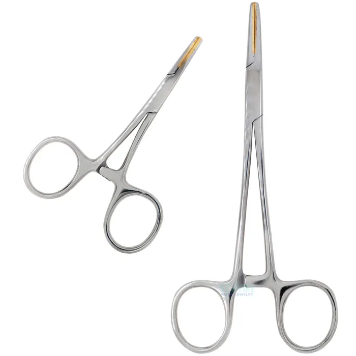 Industrial Strength Needles Earrings Brass Straight Hemostat without Teeth