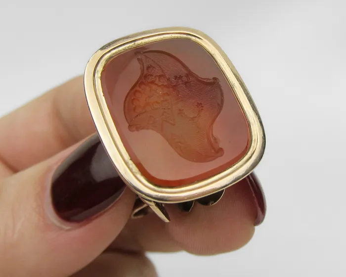 Isadoras A Earrings Georgian 9KT Rose Gold Carnelian Fob