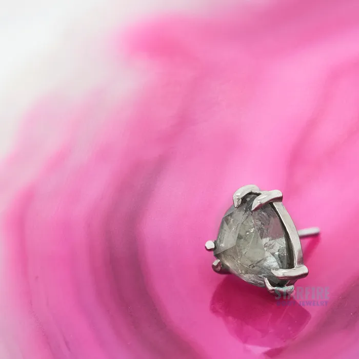 Mettle Silver Earrings threadless Pistachio Rose Cut Umba Sapphire End in Gold