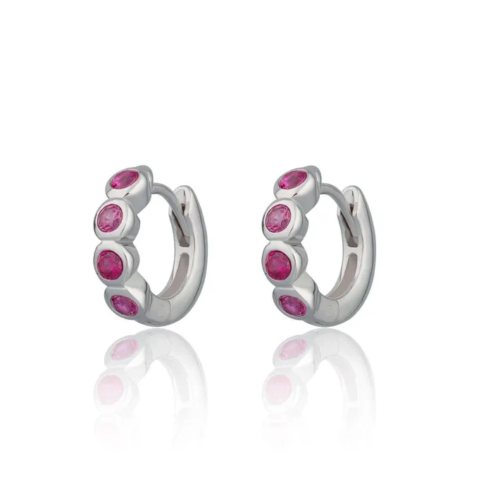 Scream Pretty Bezel Huggie Earrings with Pink Stones Earrings Scream Pretty Bezel Huggie Earrings with Pink Stones Earrings