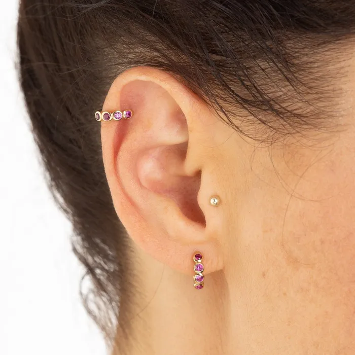 Scream Pretty Bezel Huggie Earrings with Pink Stones Earrings Scream Pretty Bezel Huggie Earrings with Pink Stones Earrings