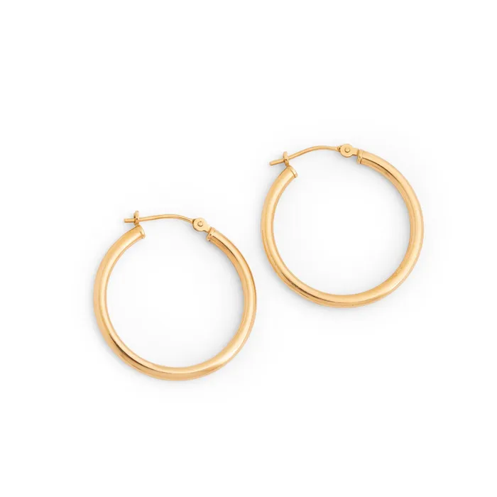 Slim 14k Gold Hoop Earrings Vintage Earrings