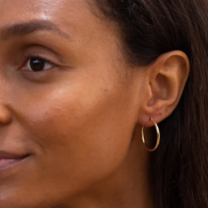 Slim 14k Gold Hoop Earrings Vintage Earrings