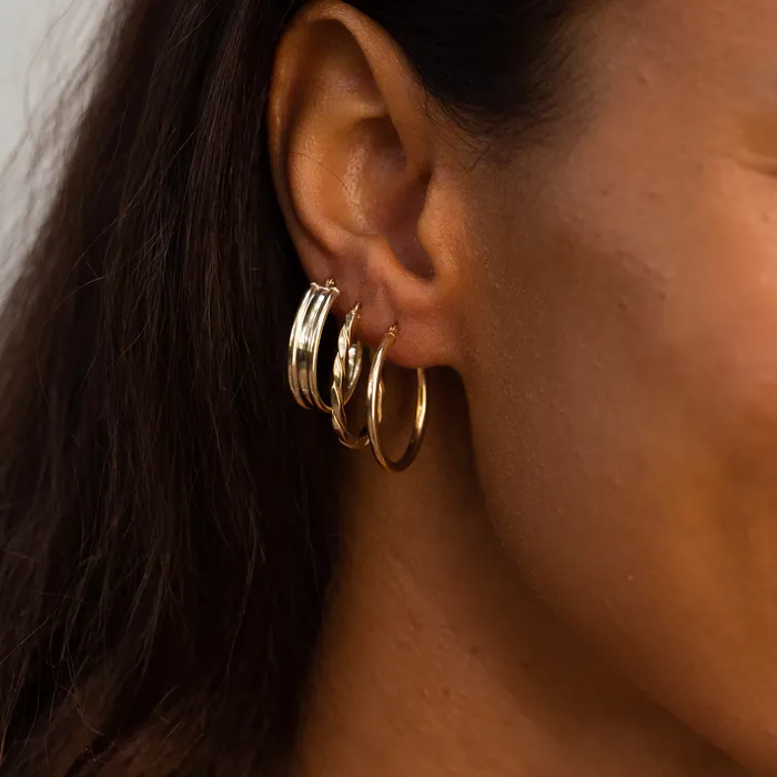 Slim 14k Gold Hoop Earrings Vintage Earrings