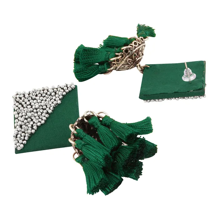 Teejh Earrings Teejh Samreen Green Tassel Earring Teejh Earrings Teejh Samreen Green Tassel Earring