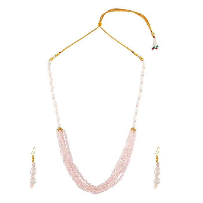 Teejh Necklaces Teejh Chakra White and Pink beaded Necklace Set