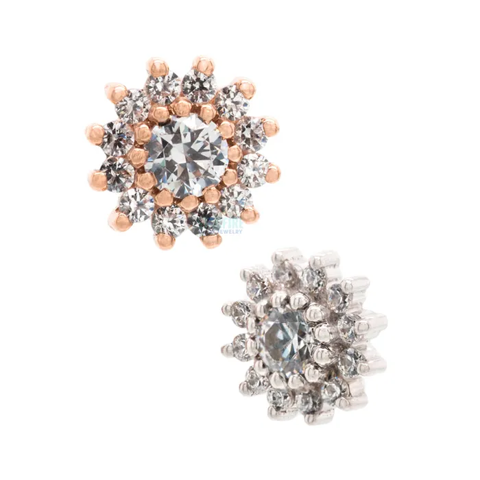 The Rose Threaded End in Gold with White CZs Body Vision BVLA Earrings