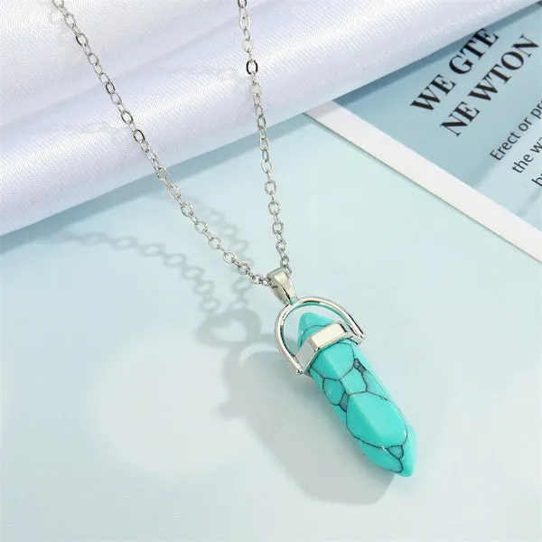 01 Necklaces N2005 Silver Turquoise Crackle Imitation Stone Necklace with FREE Earrings 01 Necklaces N2005 Silver Turquoise Crackle Imitation Stone Necklace with FREE Earrings
