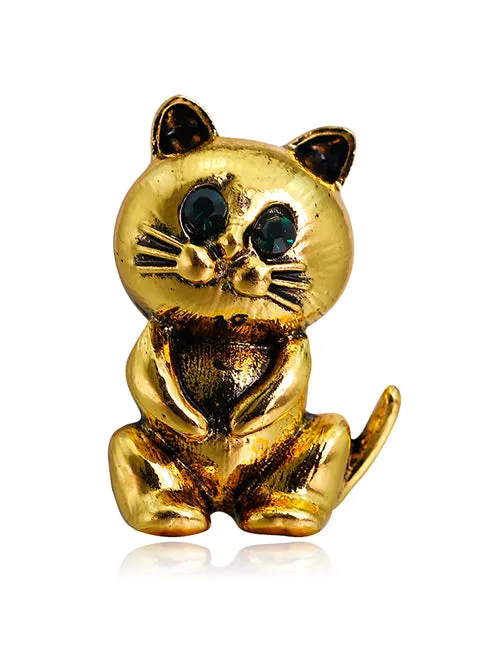 02 Earrings F21 Gold Cute Cat Fashion Pin