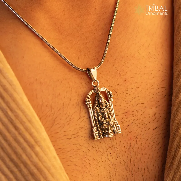 925 sterling silver vintage stylish Hindu idol tirupati balaji and Laxmi Pendant amazing design Krishna pendant gifting jewelry ssp1541 TRIBAL ORNAMENTS Necklaces