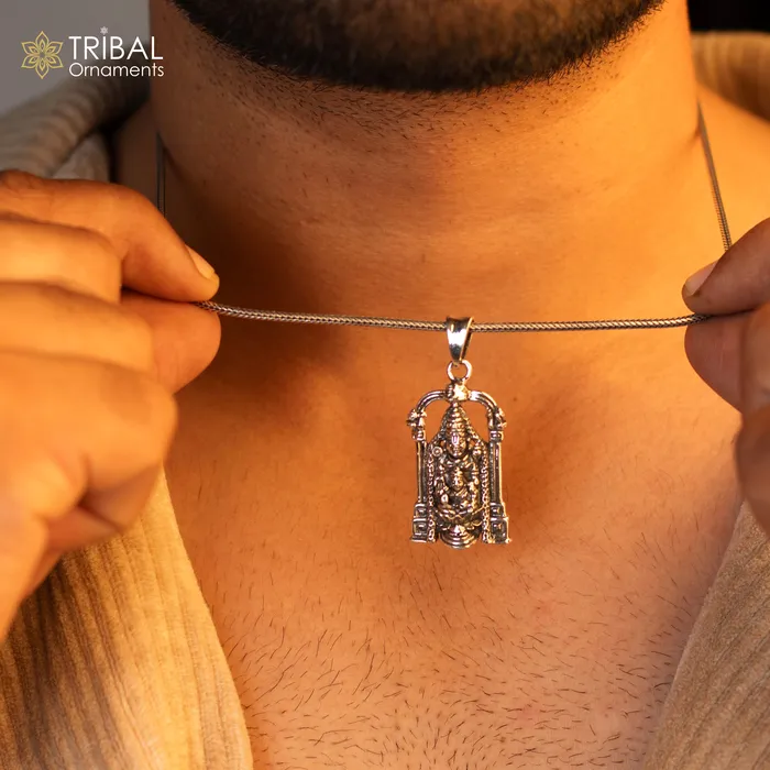 925 sterling silver vintage stylish Hindu idol tirupati balaji and Laxmi Pendant amazing design Krishna pendant gifting jewelry ssp1541 TRIBAL ORNAMENTS Necklaces