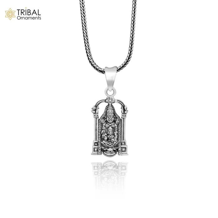 925 sterling silver vintage stylish Hindu idol tirupati balaji and Laxmi Pendant amazing design Krishna pendant gifting jewelry ssp1541 TRIBAL ORNAMENTS Necklaces