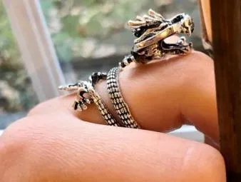 AR42 Silver Dragon Adjustable Ring POLLY Rings