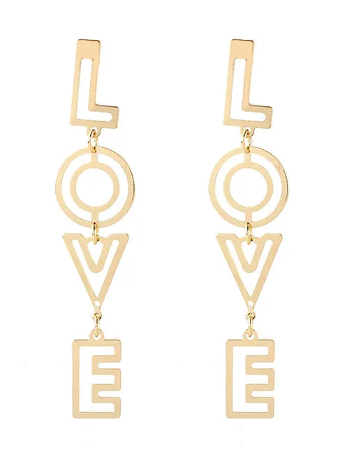 E1494 Gold Cutout Love Earrings 02 Earrings