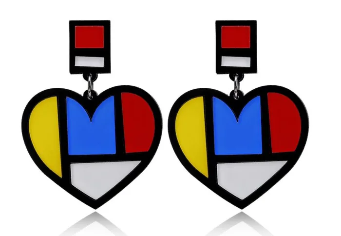 Earrings 01 E1011 Festive Acrylic Heart Earrings