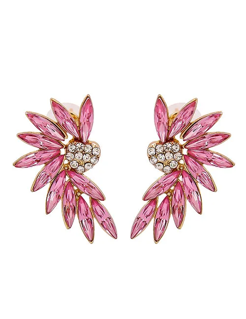 Earrings E530 Gold Light Pink Gemstone Earrings 02