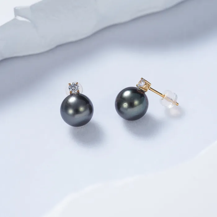 Earrings Pearly Lustre 18K Gold Tahitian Pearl Earrings KE00169