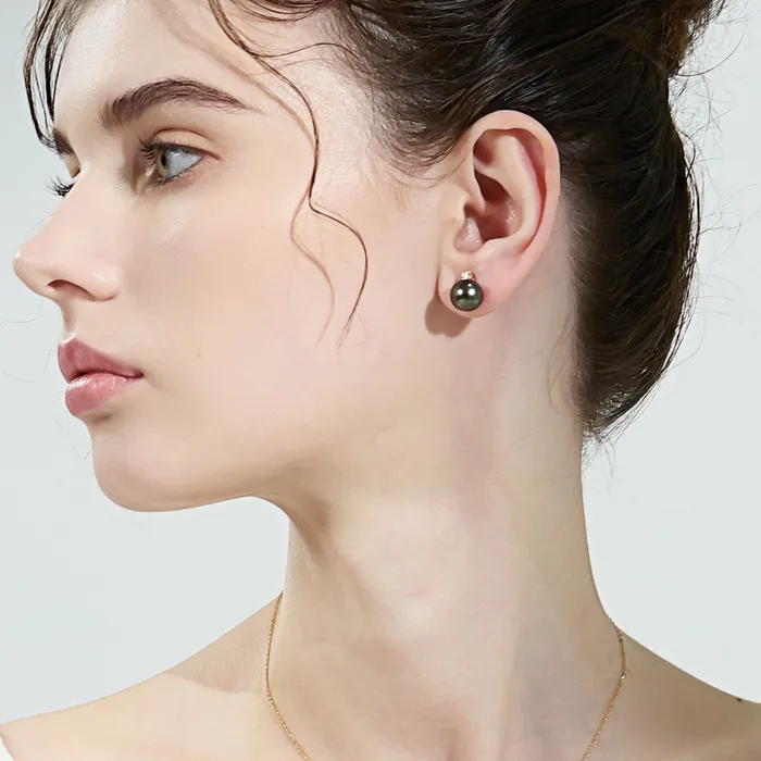 Earrings Pearly Lustre 18K Gold Tahitian Pearl Earrings KE00169