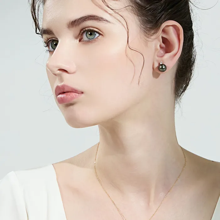 Earrings Pearly Lustre 18K Gold Tahitian Pearl Earrings KE00169