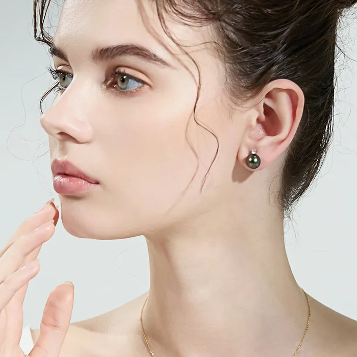 Earrings Pearly Lustre 18K Gold Tahitian Pearl Earrings KE00169