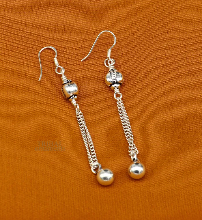 Exclusive 925 sterling silver handmade hook earrings with elegant fancy girls hoops earring brides jewelry from india ear1085 TRIBAL ORNAMENTS Earrings