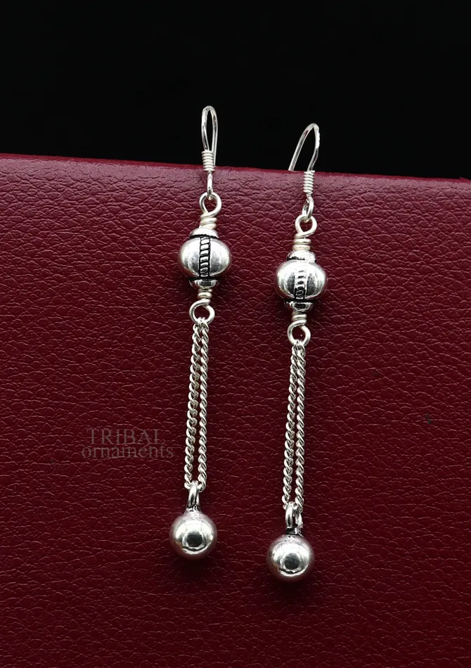 Exclusive 925 sterling silver handmade hook earrings with elegant fancy girls hoops earring brides jewelry from india ear1085 TRIBAL ORNAMENTS Earrings