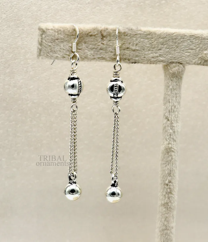 Exclusive 925 sterling silver handmade hook earrings with elegant fancy girls hoops earring brides jewelry from india ear1085 TRIBAL ORNAMENTS Earrings