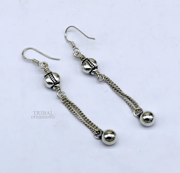 Exclusive 925 sterling silver handmade hook earrings with elegant fancy girls hoops earring brides jewelry from india ear1085 TRIBAL ORNAMENTS Earrings
