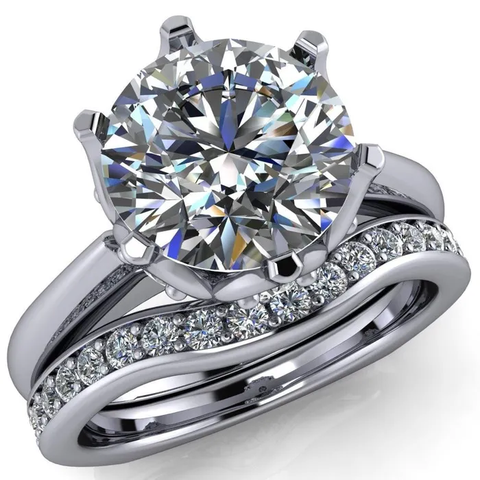 Fire Brilliance Rings Jada Round Center Stone 6 Prong Royal Diamond Crown Solitaire Ring Fire Brilliance Rings Jada Round Center Stone 6 Prong Royal Diamond Crown Solitaire Ring