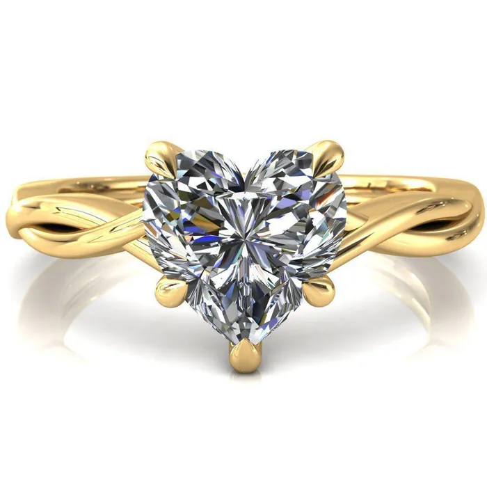 Fire Brilliance Rings Lucia Heart Moissanite 5 Claw Prong 12 Infinity Solitaire Ring Engagement Ring