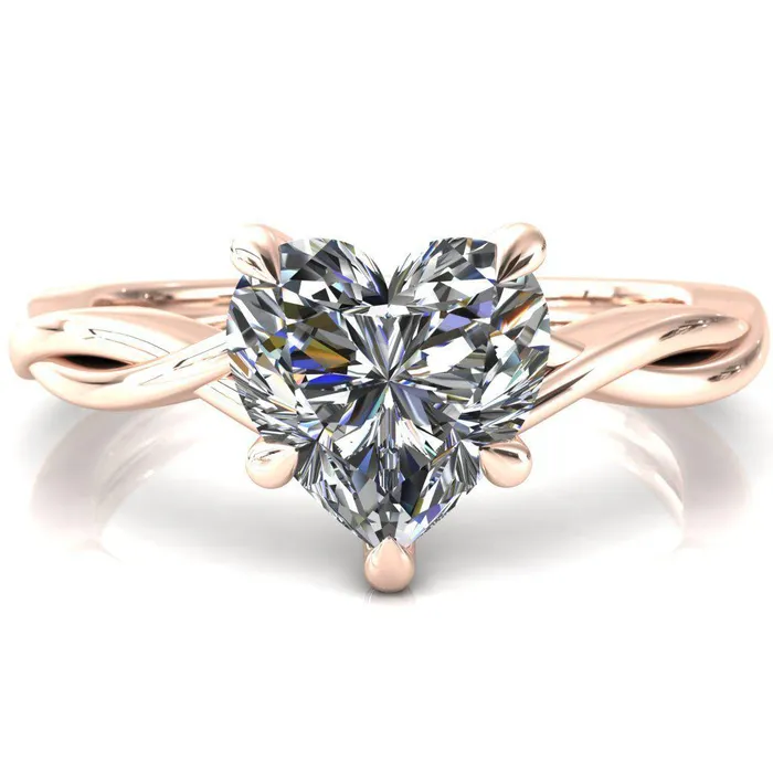 Fire Brilliance Rings Lucia Heart Moissanite 5 Claw Prong 12 Infinity Solitaire Ring Engagement Ring