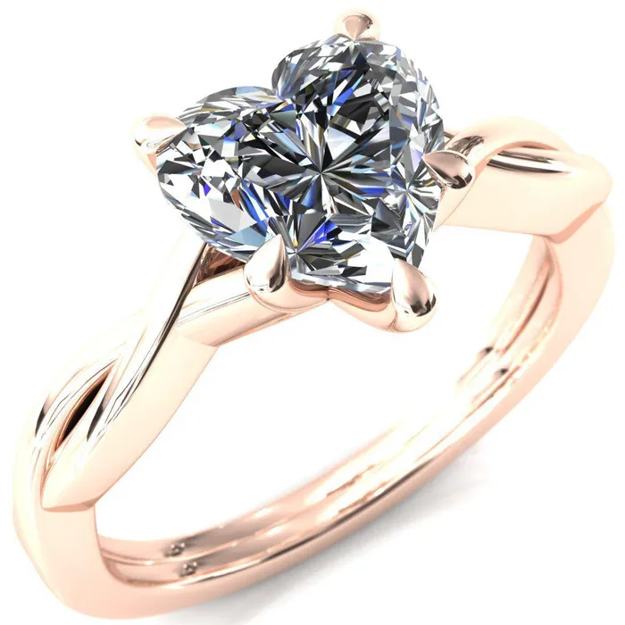 Fire Brilliance Rings Lucia Heart Moissanite 5 Claw Prong 12 Infinity Solitaire Ring Engagement Ring