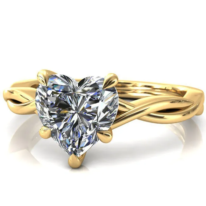 Fire Brilliance Rings Lucia Heart Moissanite 5 Claw Prong 12 Infinity Solitaire Ring Engagement Ring